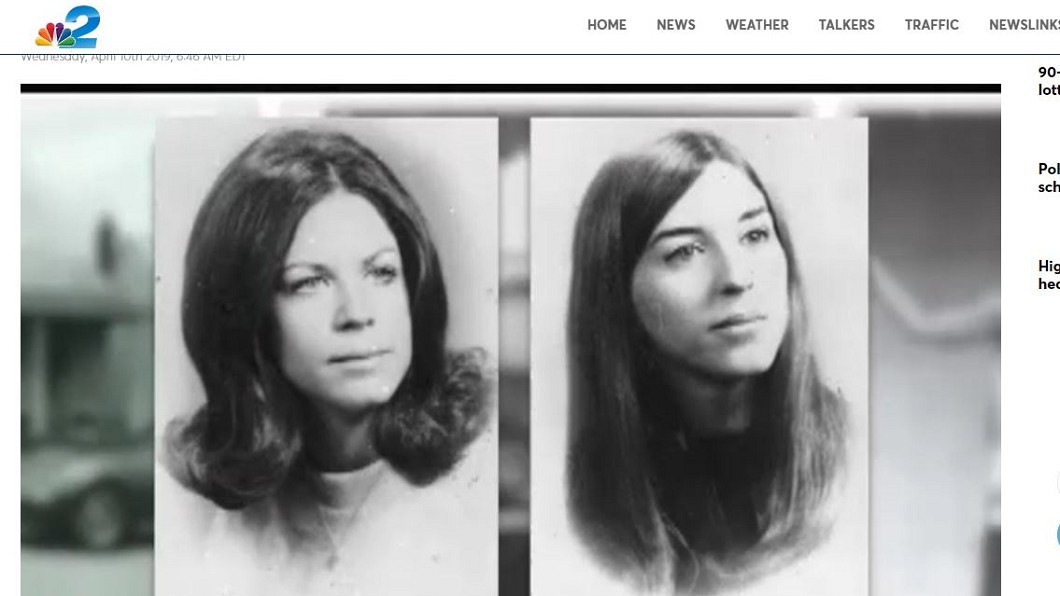 2名19歲少女1973年結伴出遊，卻慘遭殺害。圖／翻攝自《NBC2 News》