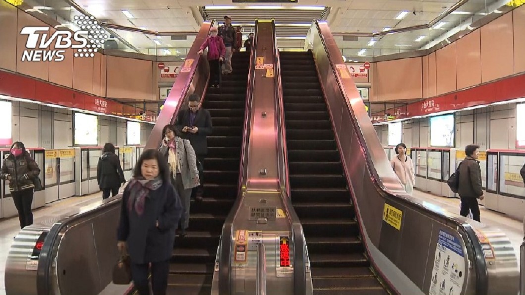 捷運站手扶梯有「右站左行」習慣。圖／TVBS