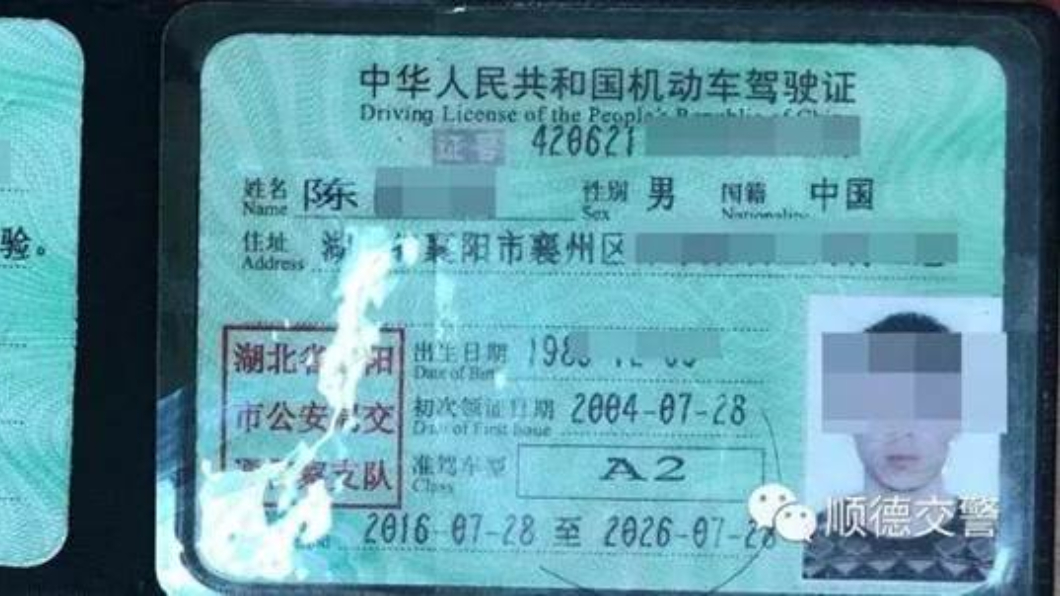陳男在網路上購買的假駕照。翻攝/微博