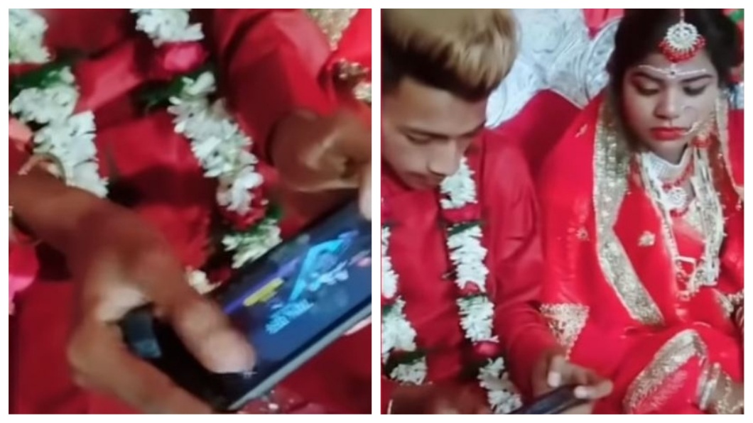印度日前發生一場超扯的婚禮，新郎只顧著打電動，新娘超無奈。(圖／翻攝自YouTube)