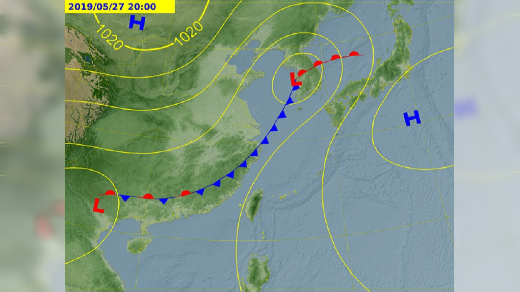 下週一、週二將有鋒面報到,慎防大雨。圖/中央氣象局
