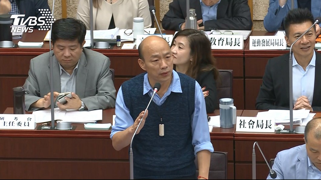 韓國瑜今日出席市政總質詢。圖／TVBS