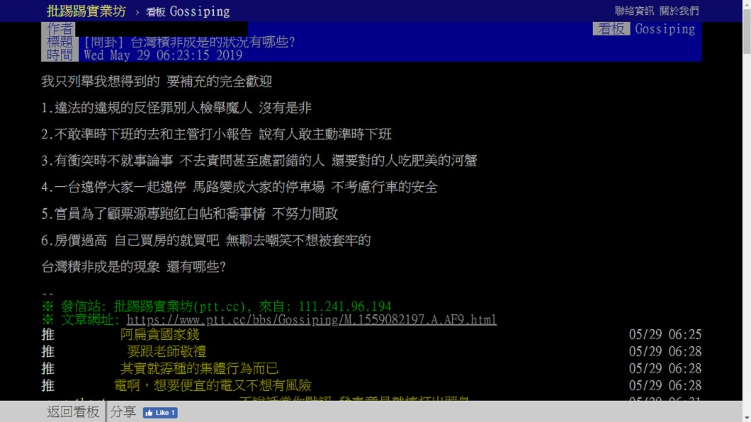 網友說出6種常見情況,引起熱烈討論。圖/翻攝自PTT