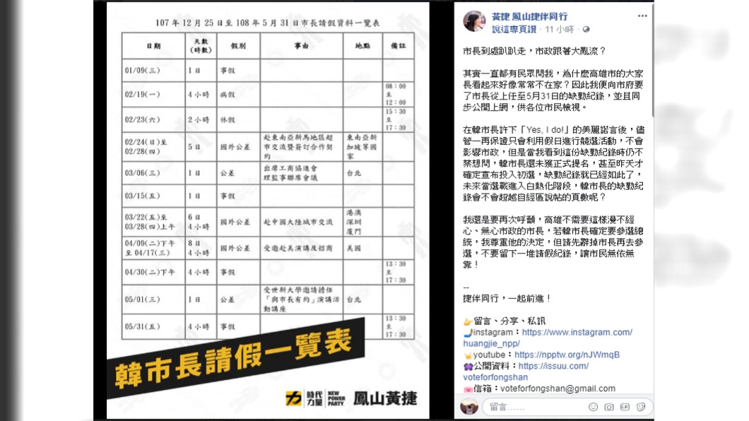 圖/翻攝自黃捷臉書