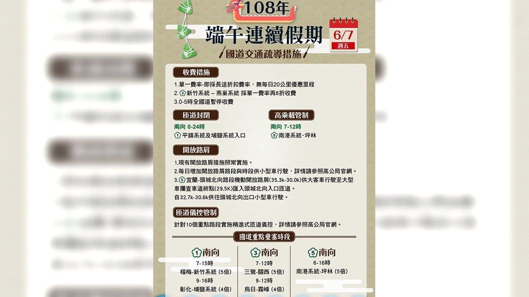 高公局建議先看國道疏導措施再上路。圖/翻攝自高公局臉書粉絲團