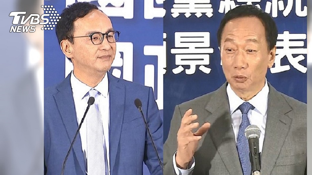 前新北市長朱立倫(左)、鴻海集團創辦人郭台銘(右)。圖／TVBS資料照