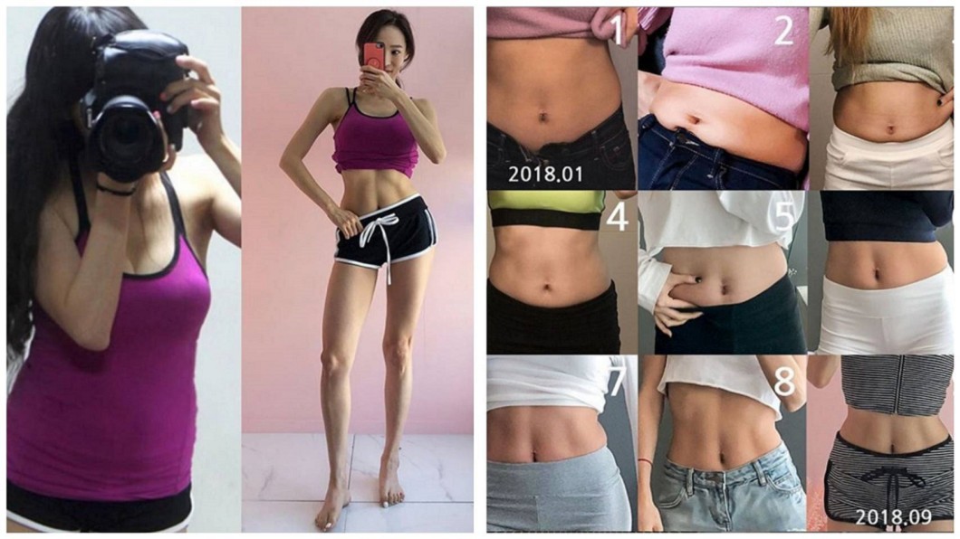 Apple Kim開始健身之後明明體重增加,但穿上同1件衣服卻看起來更瘦。圖/翻攝Applekim IG