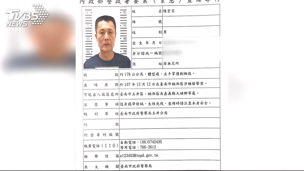 陳宏宗遭警方發布通緝。(圖/TVBS)