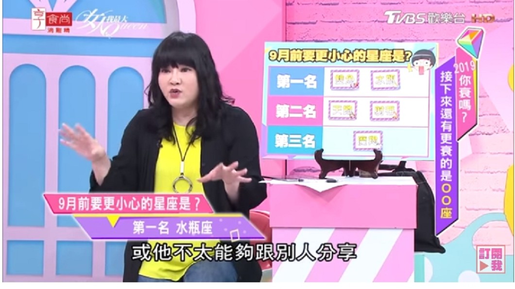 唐綺陽指出接下來最衰的5個星座。圖/翻攝女人我最大YouTube