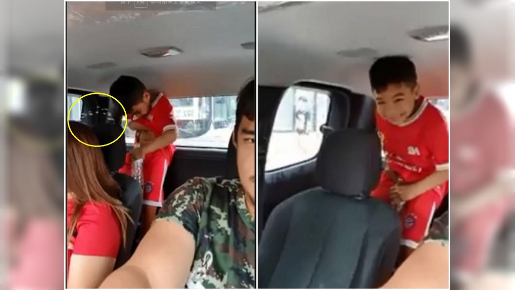 媽媽被男童尿了一身,但看著他可愛的笑容,父母也只能邊笑邊罵。圖/翻攝รามคำแหง Drag Racing Thailand臉書
