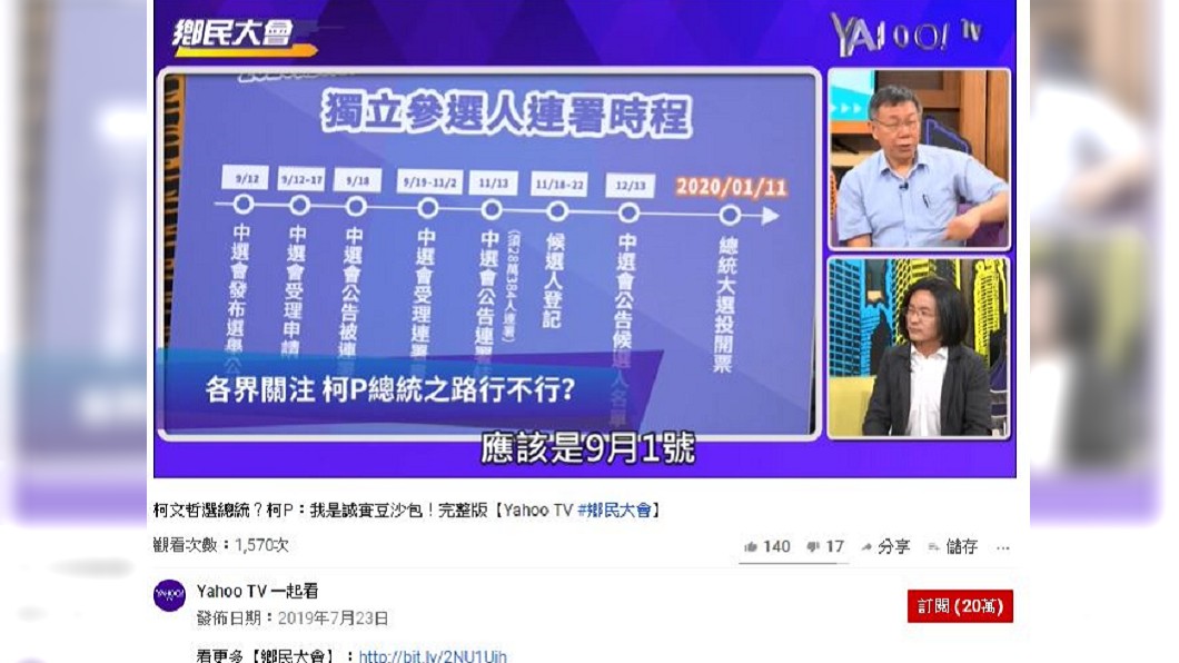 圖/翻攝自Yahoo TV 一起看 youtube頻道
