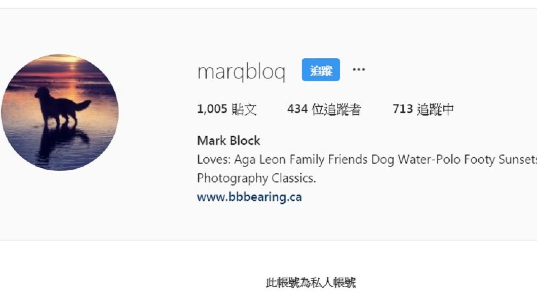 謝婷婷在IG的限時動態標註Mark Block帳號,被網友猜測可能是女兒的生父。圖/翻攝marqbloq IG
