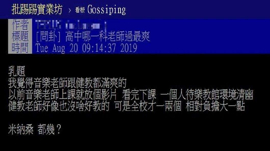 有網友發文詢問高中哪一科老師過得最爽?(圖/翻攝自PTT)