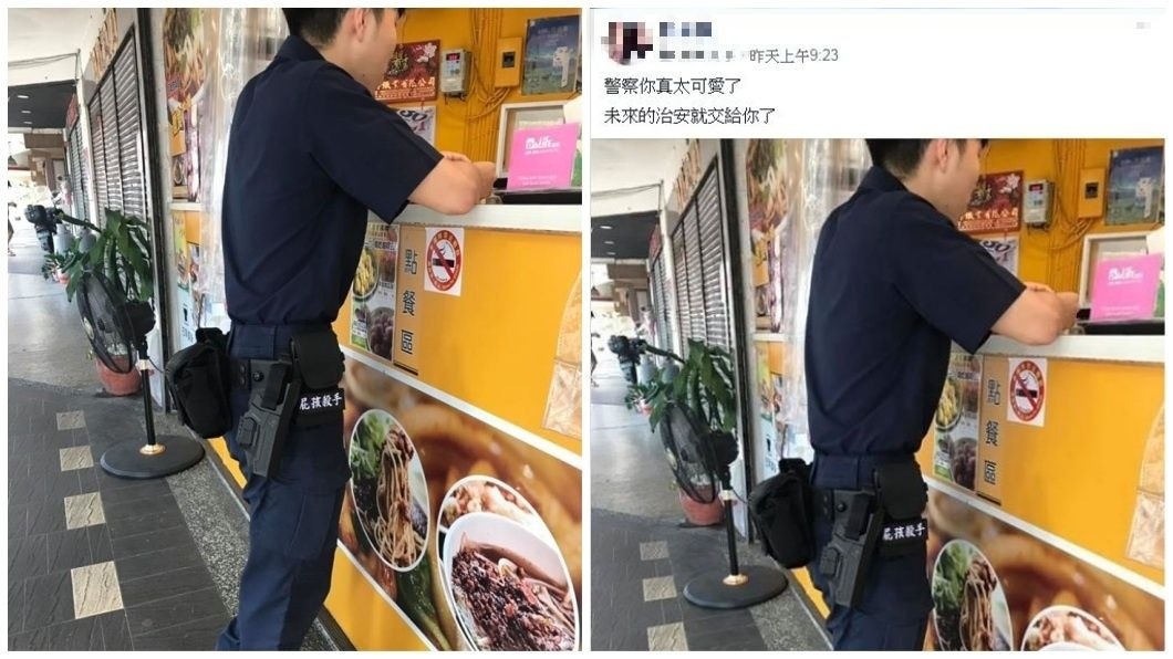 有網友去買早餐看到1名帥哥小鮮肉警察在櫃檯點餐,意外發現亮點。(圖/翻攝自爆廢公社公開版)
