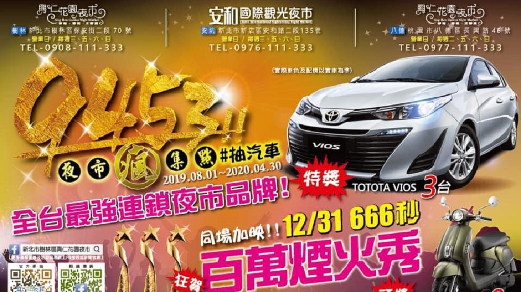 為了增加客流量,夜市業者決定定期辦抽獎。 翻攝自安和國際觀光夜市臉書