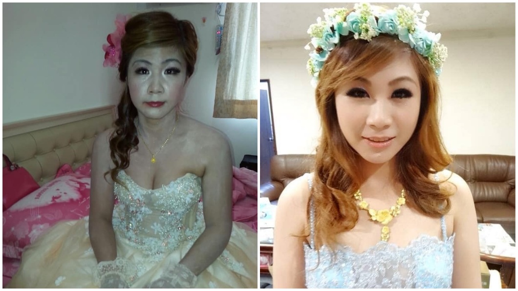女網友結婚時請了另名新娘秘書,她把訂婚和結婚照做對比。(圖/翻攝自爆怨公社)