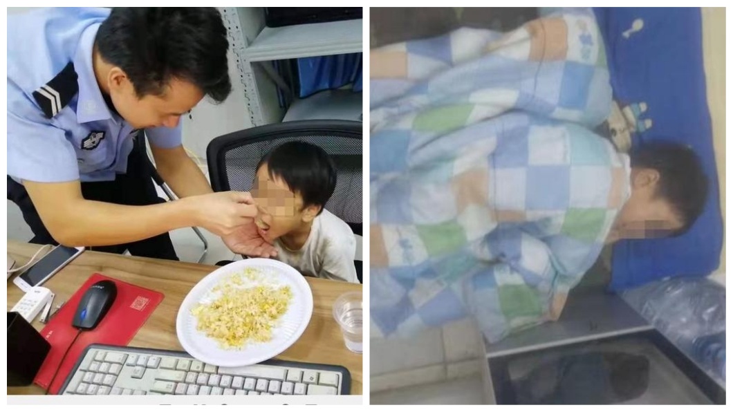 當地警察幫女童準備食物吃,還讓她睡在警局內。(圖/翻攝自陸網)
