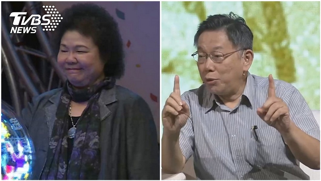 台北市長柯文哲(右)今(3日)受訪時，再諷刺陳菊(左)是「民主罪人」。圖／TVBS資料照