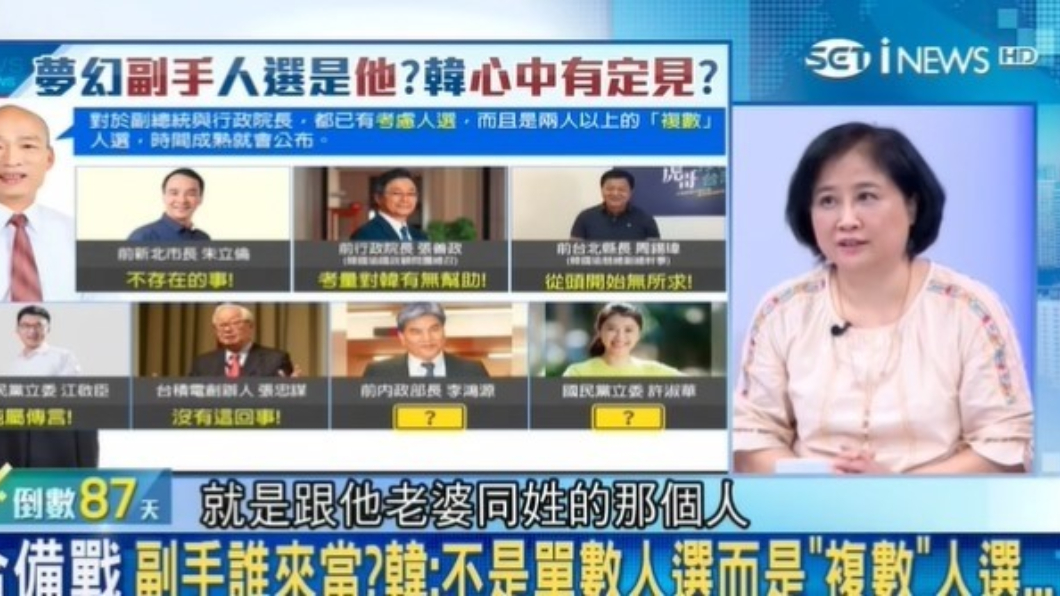 名嘴陳敏鳳近日爆料韓國瑜(右)副手人選是前內政部長李鴻源(左)。圖/翻攝自鄭知道了YouTube