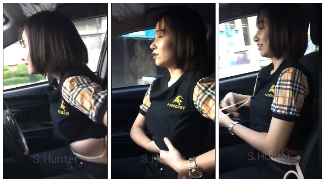 泰國一名女子邊開車邊穿內衣，離譜行徑被幹譙是馬路三寶。(圖／翻攝自臉書粉絲團)