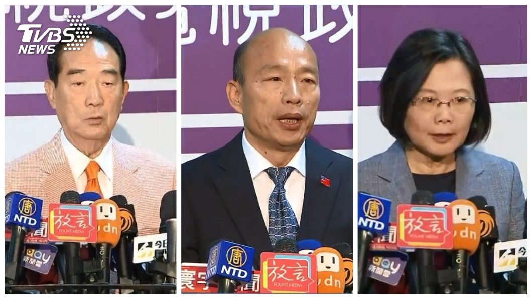 3位總統候選人在政見發表會結束後，分別輪番接受現場媒體的提問。(圖／華視提供，TVBS)