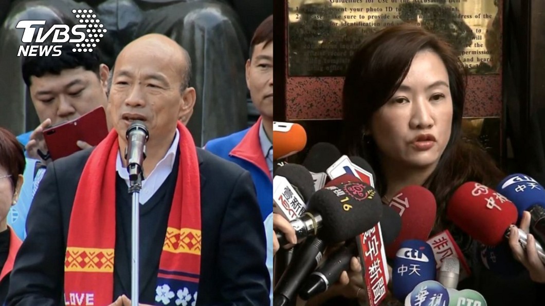 國民黨總統候選人韓國瑜(左)、韓辦發言人王淺秋(右)。圖／TVBS資料畫面