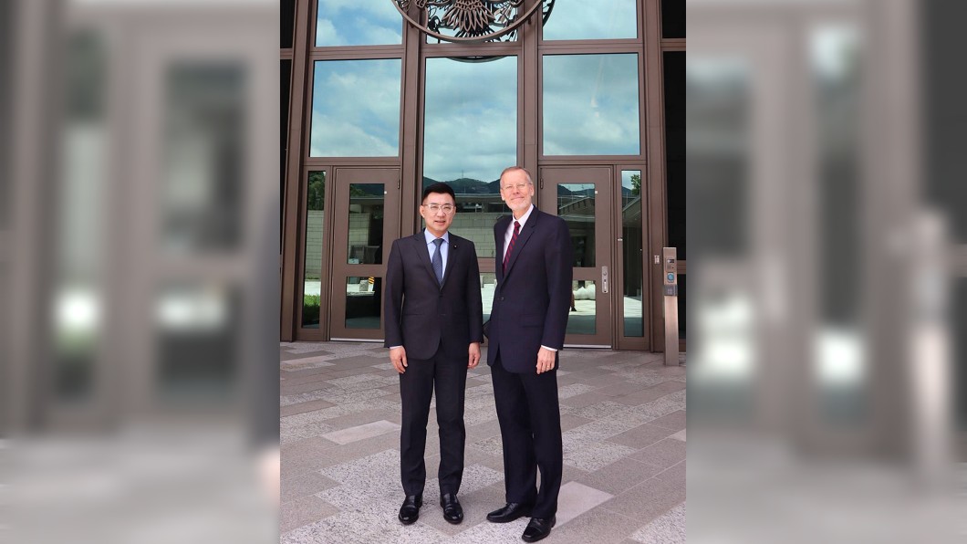 國民黨主席江啟臣與AIT處長酈英傑會晤。（圖／國民黨提供）