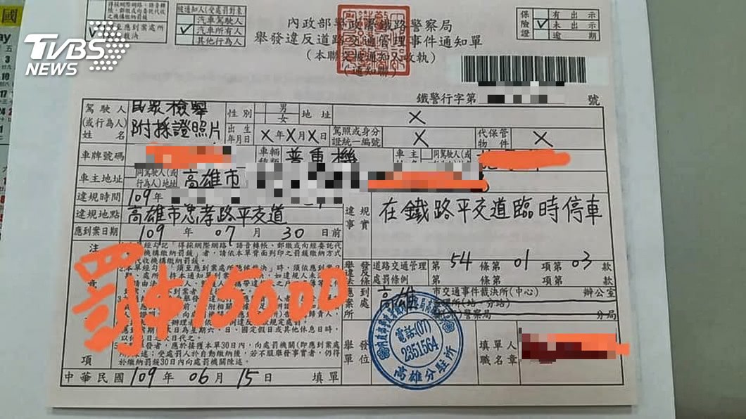 1 5萬罰單賺爆 平交道違停 接到手軟 宜蘭最多 網狀線 臨停 火車 檢舉 檢舉魔人 開罰 Tvbs新聞網