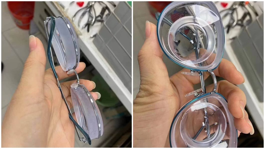 這副眼鏡的鏡片厚度超厚，度數有2800度。（圖／翻攝自爆廢公社） 2800度近視眼鏡　超厚鏡片網驚呆：可防彈了吧？