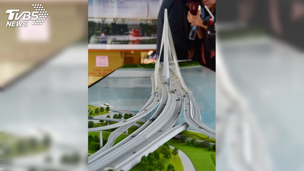 圖為淡江大橋完工模型。（圖／中央社）