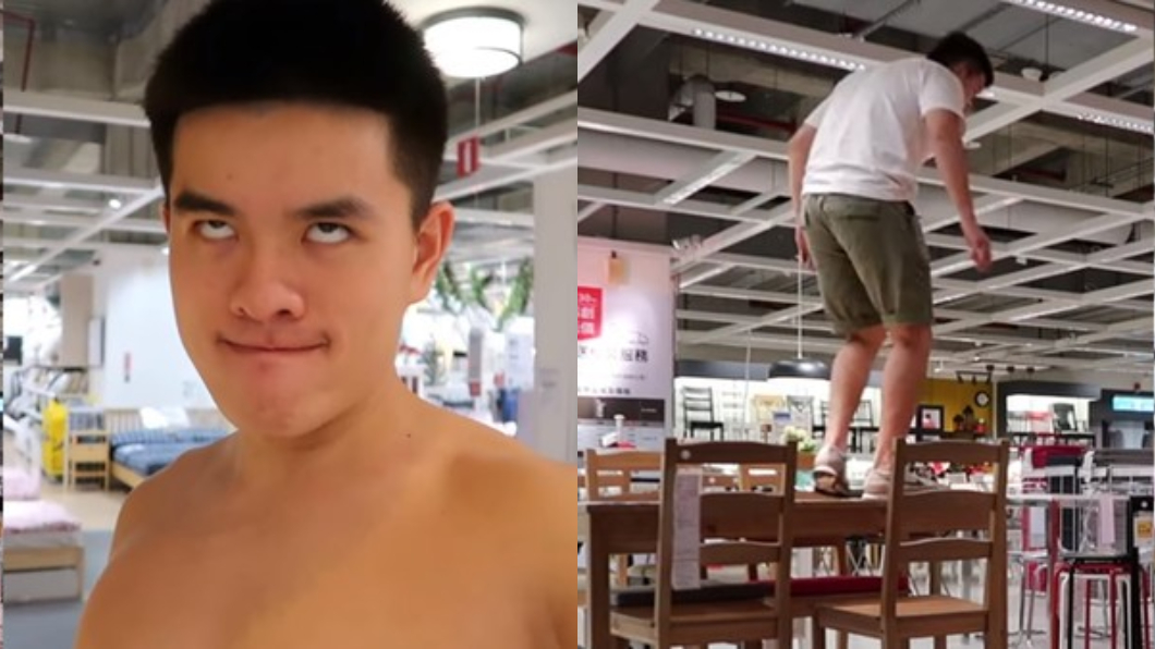 李興文的兒子李堉睿，去年10月夜闖IKEA新莊店，做出許多脫序行為還自拍分享上網。（圖／翻攝自YouTube）