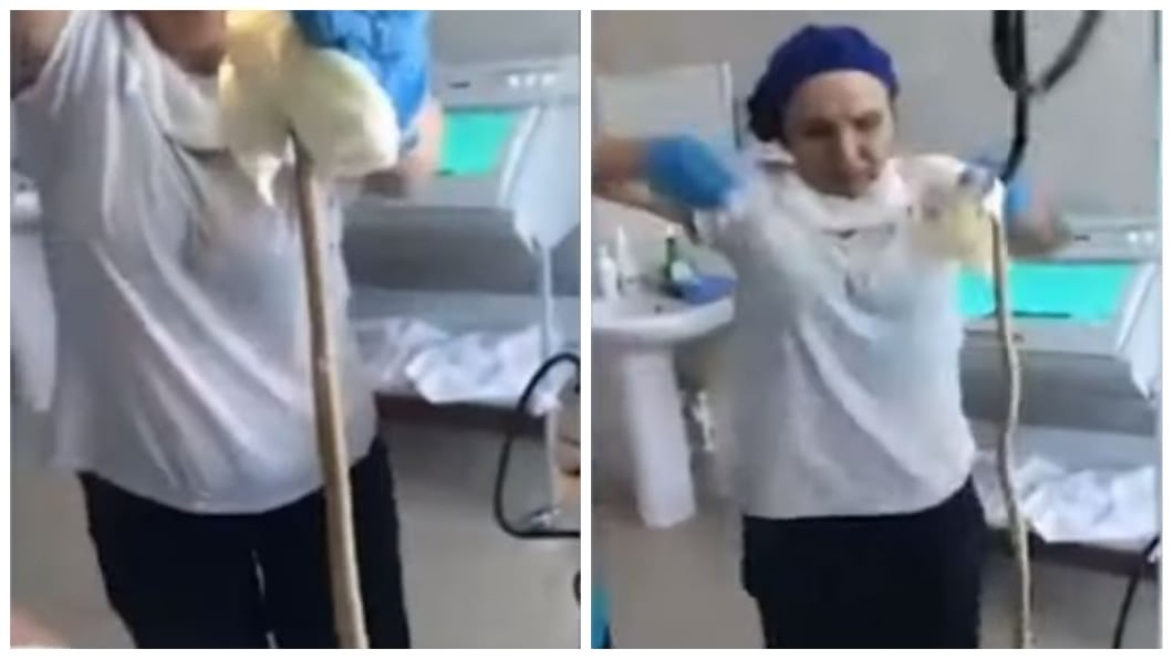 俄羅斯一名女子，她被醫師從喉嚨挖出一條長約4英尺長的蛇。（圖／翻攝自YouTube合成） 驚！女喉嚨拉出一條122cm異物　醫護看傻嚇到尖叫