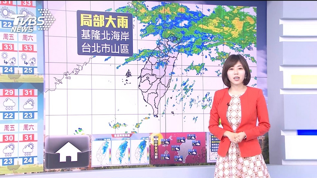 Photo/TVBS You must bring rain gear and jacket!  Partial rain in the east and middle of Beitai wet and cool flowers