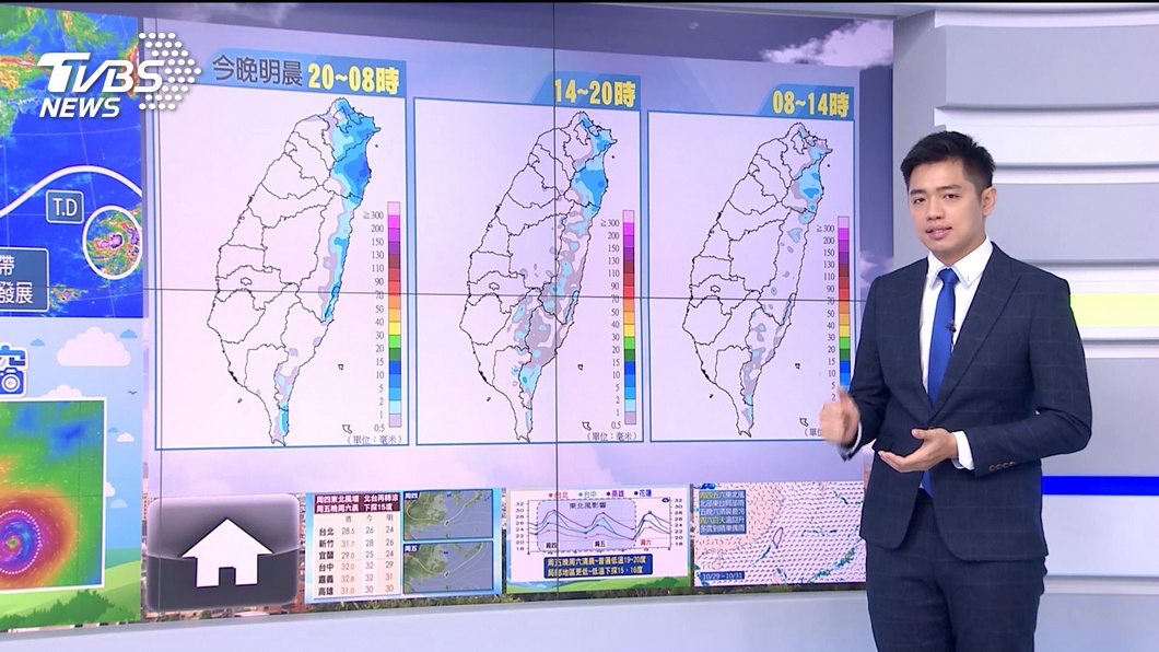 Photo/TVBS The whole Taiwan is sunny and comfortable at night, and the rainfall in the northeast increases.