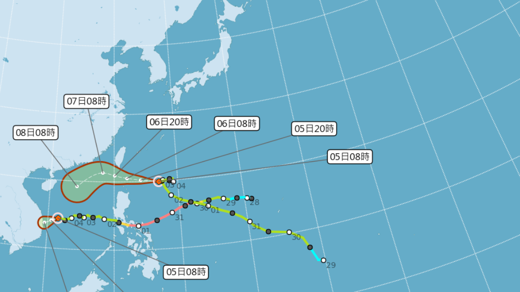 颱風閃電最快晚間8時30分發布陸警。（圖／中央氣象局）