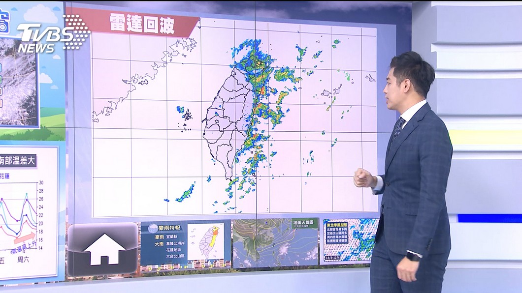 Photo/TVBS with umbrella and jacket!  The northeast monsoon affects the coolness of Beitai and the large temperature difference between central and southern China