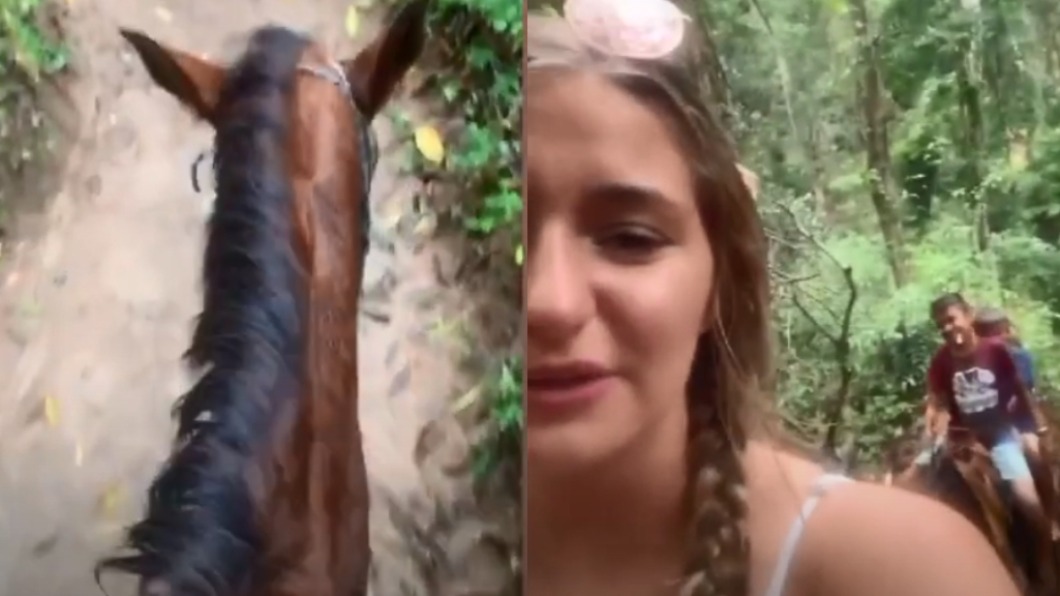 女子酒醒後發現自己正在騎馬。（圖／翻攝自 TIKTOK COFFEE YouTube）