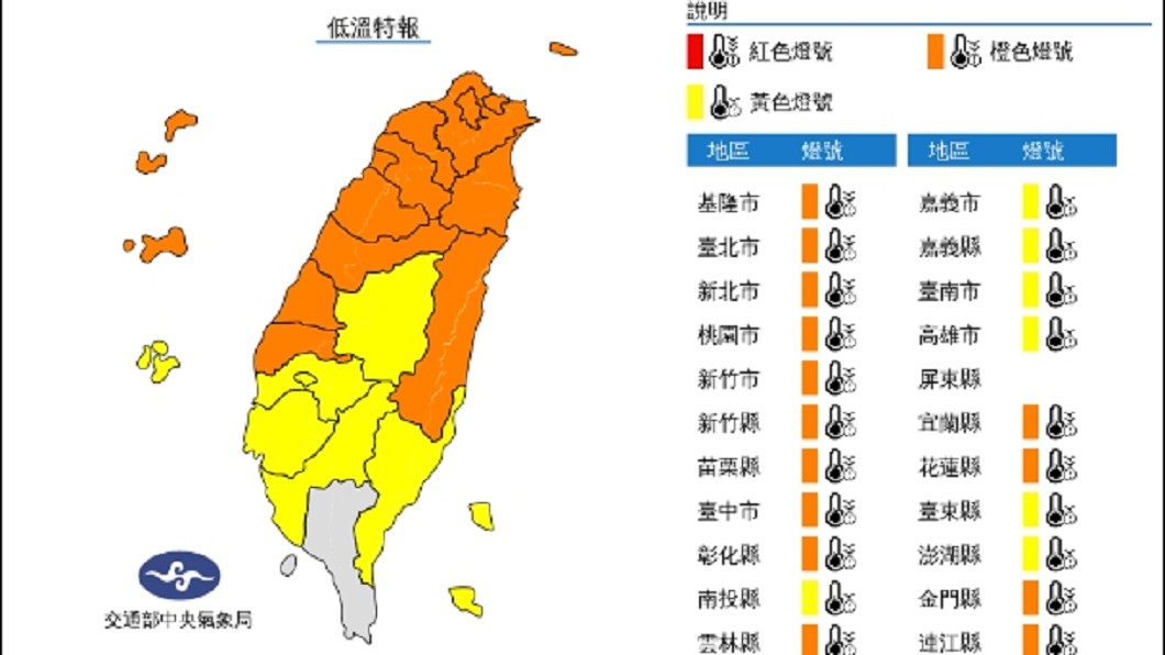 (Photo/Central Meteorological Bureau) The "strong cold current" heads south!  Exploring 5 degrees at night, Beibei Jiyiyu bombs violently attack