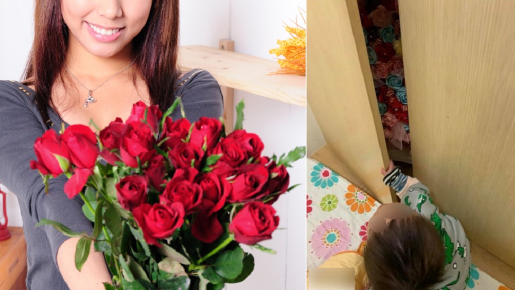 兒子把前女友送的玫瑰花找出來。（合成圖／shutterstock達志影像、翻攝自「抱怨公社」）