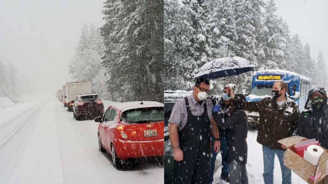 美國公衛團隊受困雪中，建起「臨時診所」。（圖／翻攝自Josephine County Public Health臉書）