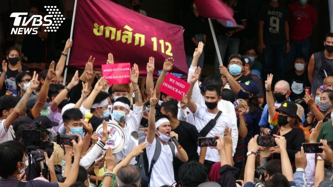 泰國學運團體號召民眾聲援緬甸民主運動。（圖／中央社）