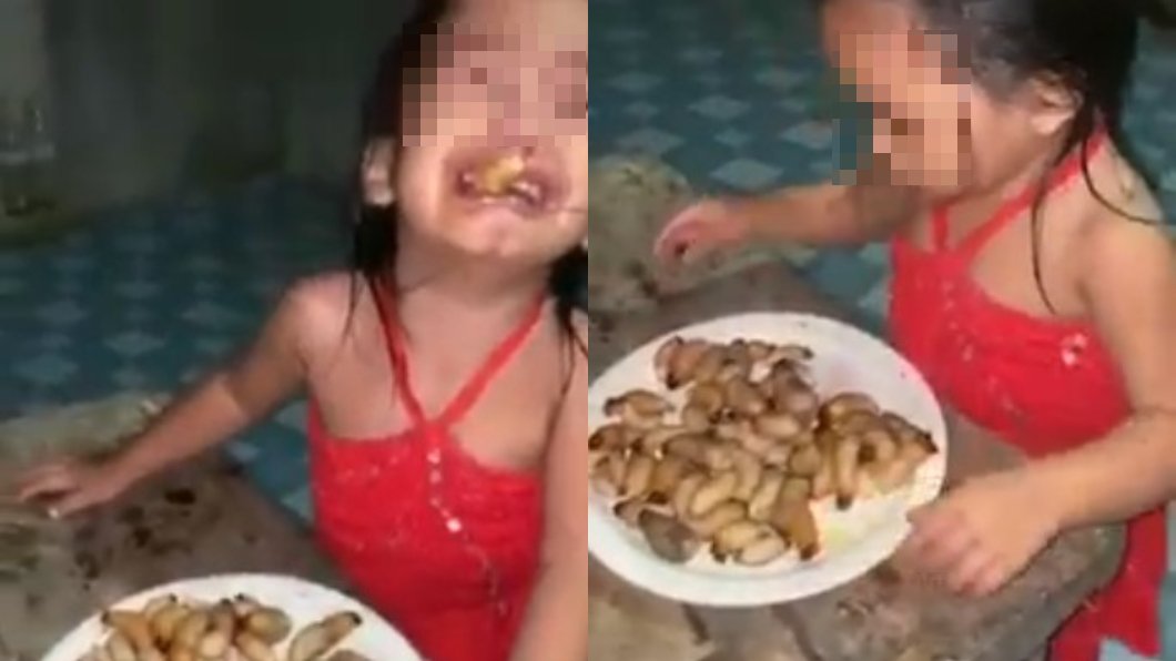 菲律賓一名媽媽端整盤活肥蟲餵食女兒引發熱議。（圖／翻攝自Jenny Brital Riley臉書）