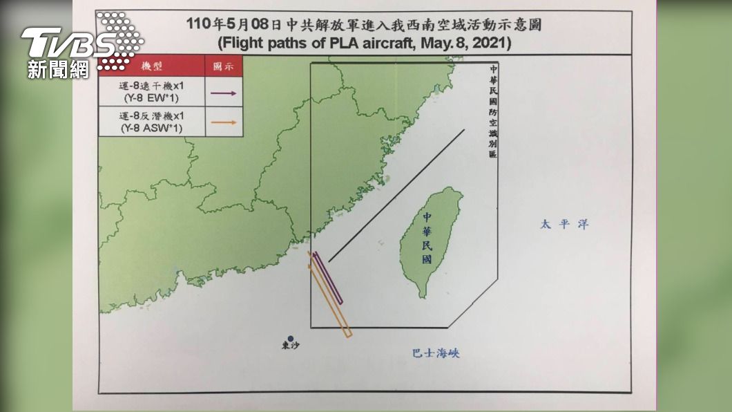 共機持續干機侵擾台灣西南防空識別區（圖／國防部）
