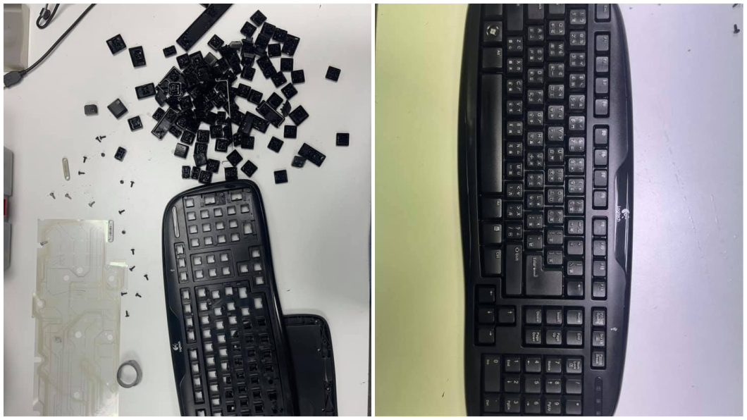 有網友在家裡閒到發慌，竟把電腦鍵盤一一拆下清洗打蠟再裝回去。（圖／翻攝自爆廢公社公開版）
