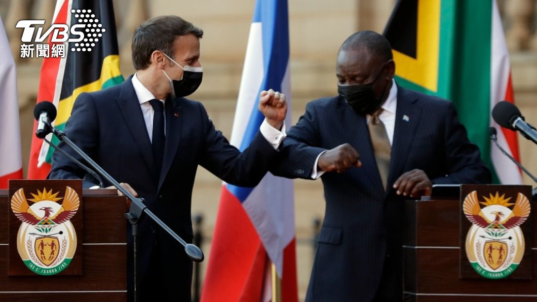 法國總統馬克宏到訪南非。（圖／達志影像 美聯社）