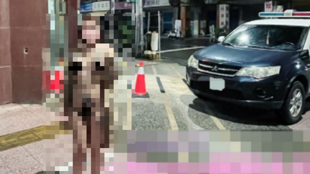 崔女在高雄市警局三民一分局哈爾濱派出所旁拍裸照。（圖／翻攝自崔女推特）