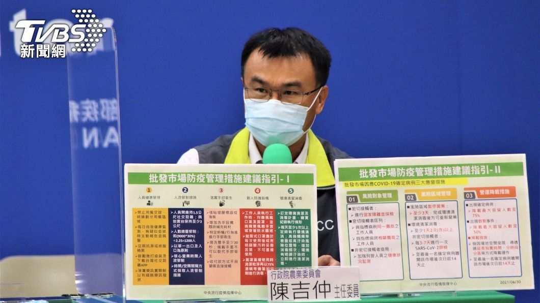 農委會主委陳吉仲批發市場防疫管理措施建議指引。（圖／指揮中心提供）