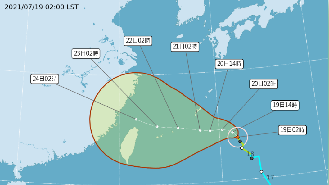 烟花颱風路徑預測。（圖／中央氣象局）