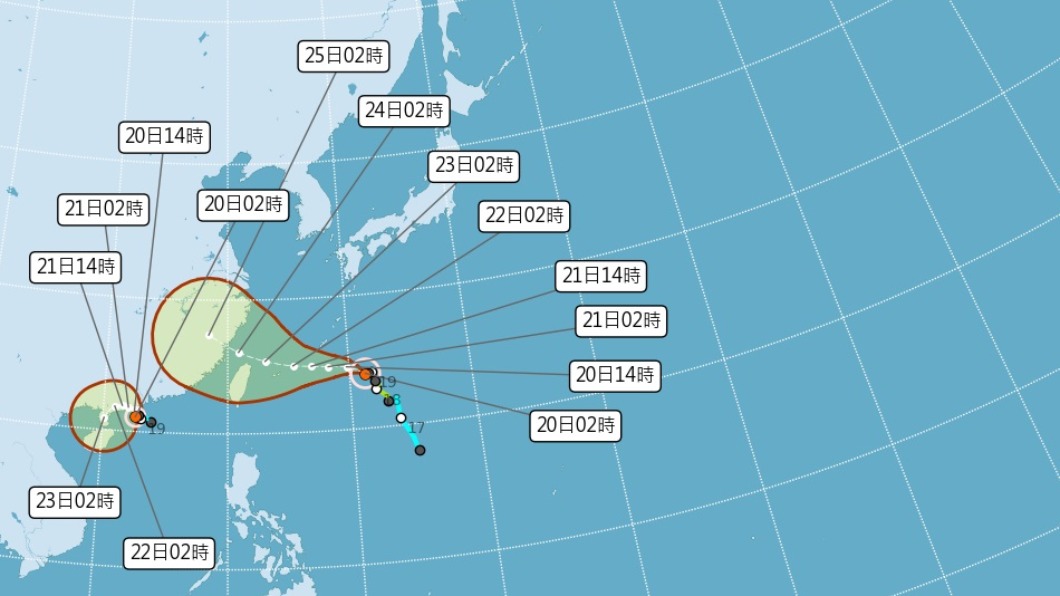 (Photo/Central Meteorological Bureau) The typhoon fireworks track has been transferred south again!  Do not rule out the landing on Thursday to prevent strong winds and heavy rains
