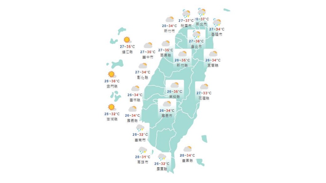 Photo/Central Meteorological Bureau, the northeast is very hot and the south is raining!  There is more rain in the central and southern parts of the country, more rain in the afternoon